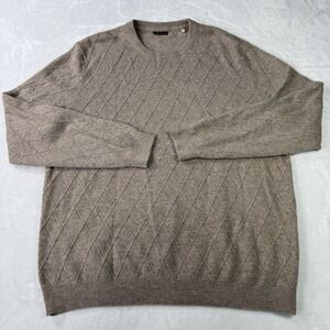 Stenstroms Sweater Mens Size 3XL Oatmeal 100% Cashmere Diamond Argyle Pullover